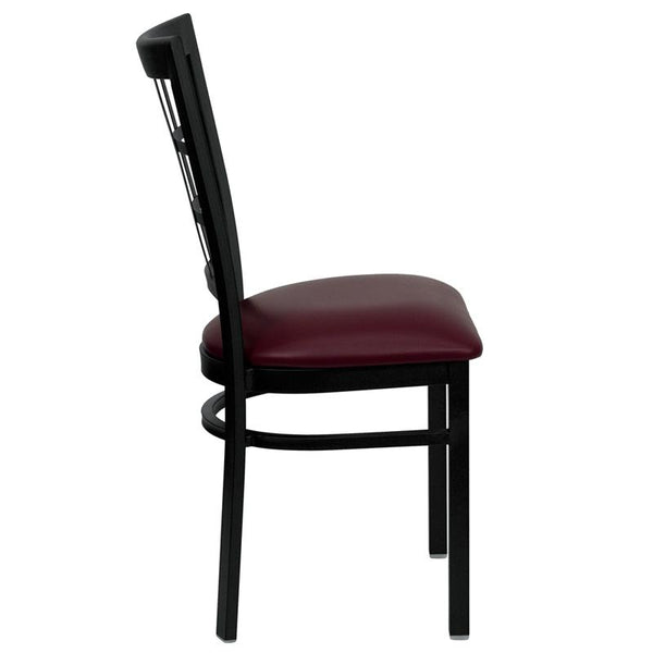 Flash Furniture HERCULES Series Black Window Back Metal Restaurant Chair - Burgundy Vinyl Seat - XU-DG6Q3BWIN-BURV-GG