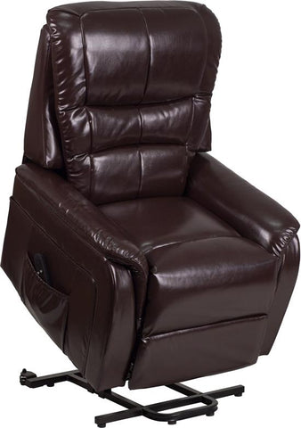 Flash Furniture HERCULES Series Brown Leather Remote Powered Lift Recliner - CH-US-153062L-BRN-LEA-GG