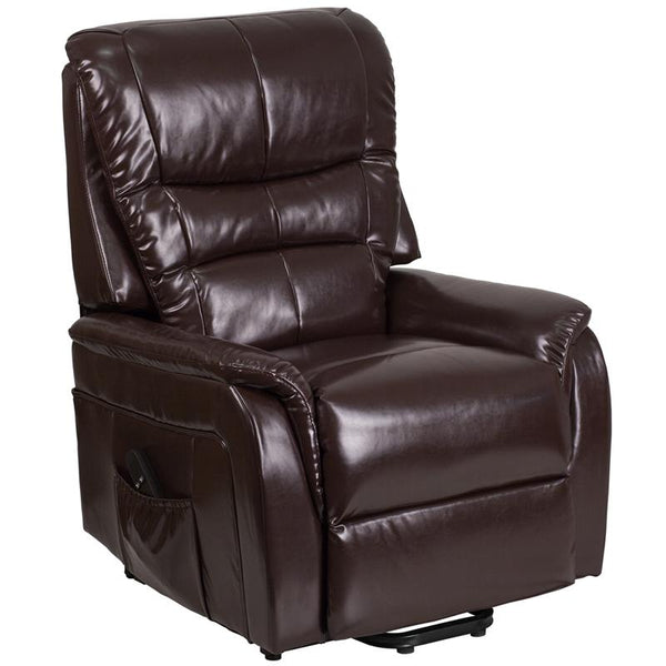 Flash Furniture HERCULES Series Brown Leather Remote Powered Lift Recliner - CH-US-153062L-BRN-LEA-GG