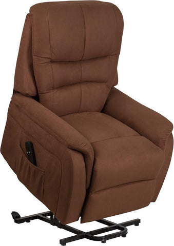 Flash Furniture HERCULES Series Brown Microfiber Remote Powered Lift Recliner - CH-US-153062L-BRN-MIC-GG