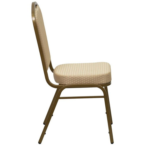 Flash Furniture HERCULES Series Crown Back Stacking Banquet Chair in Beige Patterned Fabric - Gold Frame - FD-C01-ALLGOLD-H20124E-GG