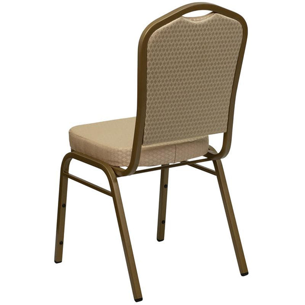 Flash Furniture HERCULES Series Crown Back Stacking Banquet Chair in Beige Patterned Fabric - Gold Frame - FD-C01-ALLGOLD-H20124E-GG