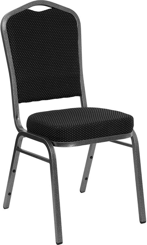 Flash Furniture HERCULES Series Crown Back Stacking Banquet Chair in Black Dot Patterned Fabric - Silver Vein Frame - FD-C01-SILVERVEIN-S076-GG