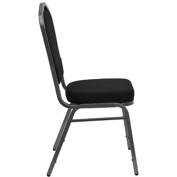 Flash Furniture HERCULES Series Crown Back Stacking Banquet Chair in Black Dot Patterned Fabric - Silver Vein Frame - FD-C01-SILVERVEIN-S076-GG