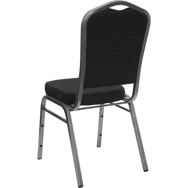 Flash Furniture HERCULES Series Crown Back Stacking Banquet Chair in Black Dot Patterned Fabric - Silver Vein Frame - FD-C01-SILVERVEIN-S076-GG