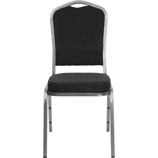 Flash Furniture HERCULES Series Crown Back Stacking Banquet Chair in Black Dot Patterned Fabric - Silver Vein Frame - FD-C01-SILVERVEIN-S076-GG