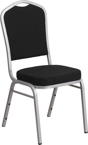 Flash Furniture HERCULES Series Crown Back Stacking Banquet Chair in Black Fabric - Silver Frame - FD-C01-S-11-GG