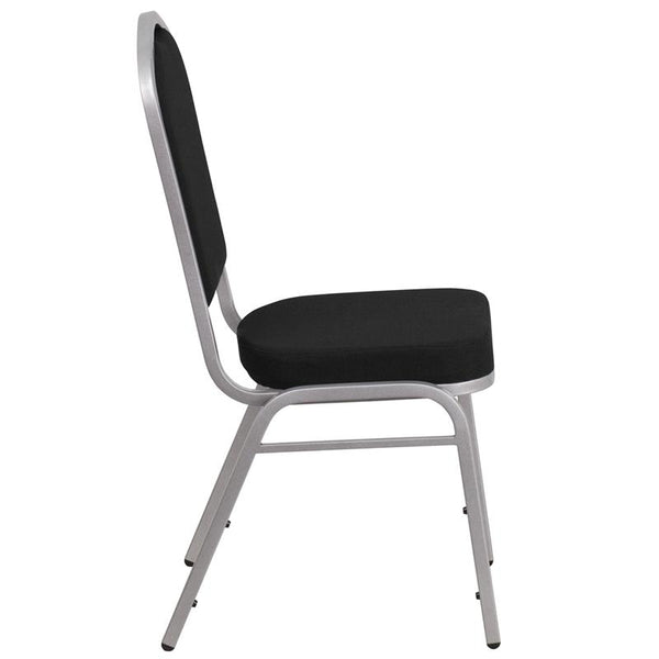 Flash Furniture HERCULES Series Crown Back Stacking Banquet Chair in Black Fabric - Silver Frame - FD-C01-S-11-GG