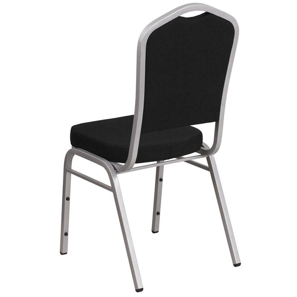 Flash Furniture HERCULES Series Crown Back Stacking Banquet Chair in Black Fabric - Silver Frame - FD-C01-S-11-GG