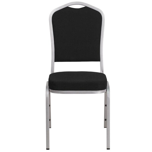 Flash Furniture HERCULES Series Crown Back Stacking Banquet Chair in Black Fabric - Silver Frame - FD-C01-S-11-GG