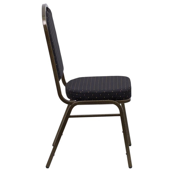 Flash Furniture HERCULES Series Crown Back Stacking Banquet Chair in Black Patterned Fabric - Gold Vein Frame - FD-C01-GOLDVEIN-S0806-GG