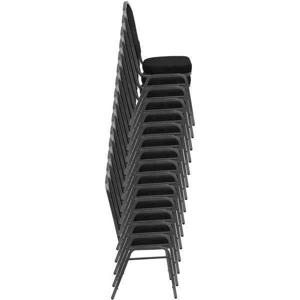 Flash Furniture HERCULES Series Crown Back Stacking Banquet Chair in Black Vinyl - Silver Vein Frame - FD-C01-SILVERVEIN-BK-VY-GG