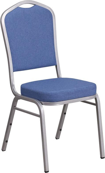 Flash Furniture HERCULES Series Crown Back Stacking Banquet Chair in Blue Fabric - Silver Frame - FD-C01-S-7-GG