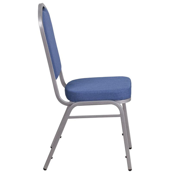 Flash Furniture HERCULES Series Crown Back Stacking Banquet Chair in Blue Fabric - Silver Frame - FD-C01-S-7-GG