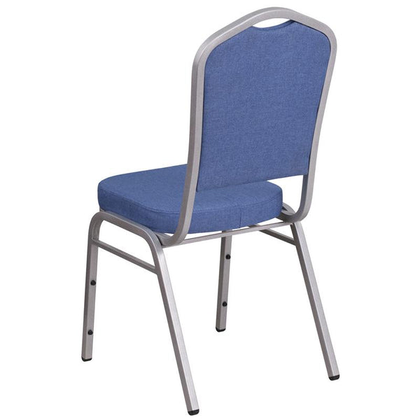 Flash Furniture HERCULES Series Crown Back Stacking Banquet Chair in Blue Fabric - Silver Frame - FD-C01-S-7-GG