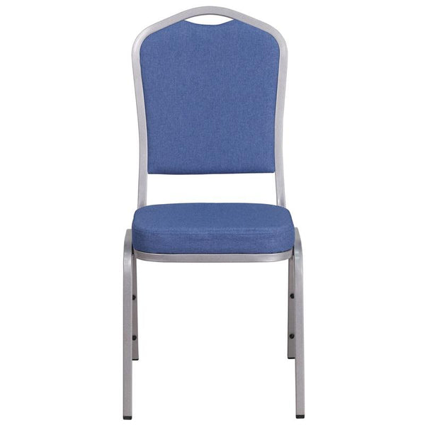 Flash Furniture HERCULES Series Crown Back Stacking Banquet Chair in Blue Fabric - Silver Frame - FD-C01-S-7-GG