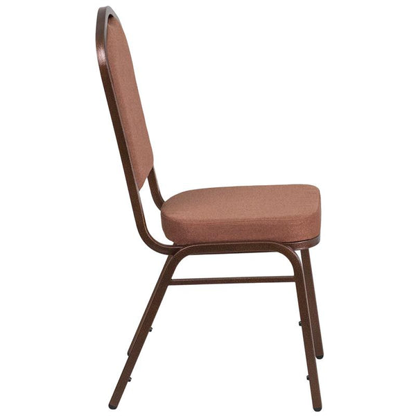 Flash Furniture HERCULES Series Crown Back Stacking Banquet Chair in Brown Fabric - Copper Vein Frame - FD-C01-COP-1-GG