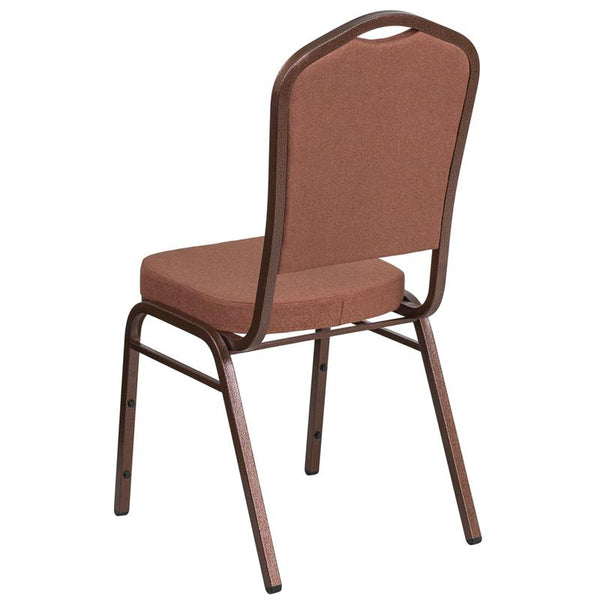 Flash Furniture HERCULES Series Crown Back Stacking Banquet Chair in Brown Fabric - Copper Vein Frame - FD-C01-COP-1-GG