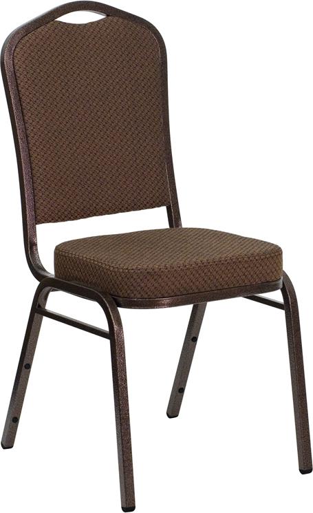 Flash Furniture HERCULES Series Crown Back Stacking Banquet Chair in Brown Patterned Fabric - Copper Vein Frame - FD-C01-COPPER-008-T-02-GG