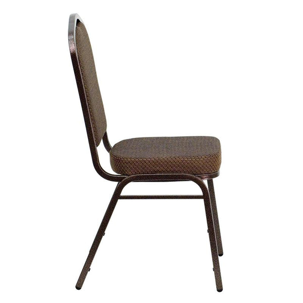 Flash Furniture HERCULES Series Crown Back Stacking Banquet Chair in Brown Patterned Fabric - Copper Vein Frame - FD-C01-COPPER-008-T-02-GG