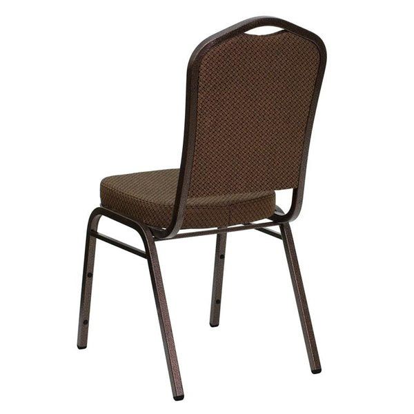 Flash Furniture HERCULES Series Crown Back Stacking Banquet Chair in Brown Patterned Fabric - Copper Vein Frame - FD-C01-COPPER-008-T-02-GG