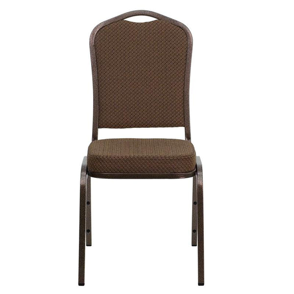 Flash Furniture HERCULES Series Crown Back Stacking Banquet Chair in Brown Patterned Fabric - Copper Vein Frame - FD-C01-COPPER-008-T-02-GG