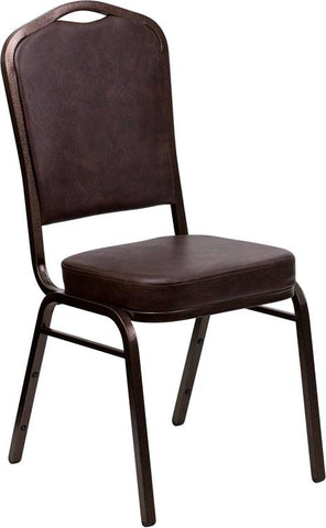 Flash Furniture HERCULES Series Crown Back Stacking Banquet Chair in Brown Vinyl - Copper Vein Frame - FD-C01-COPPER-BRN-VY-GG