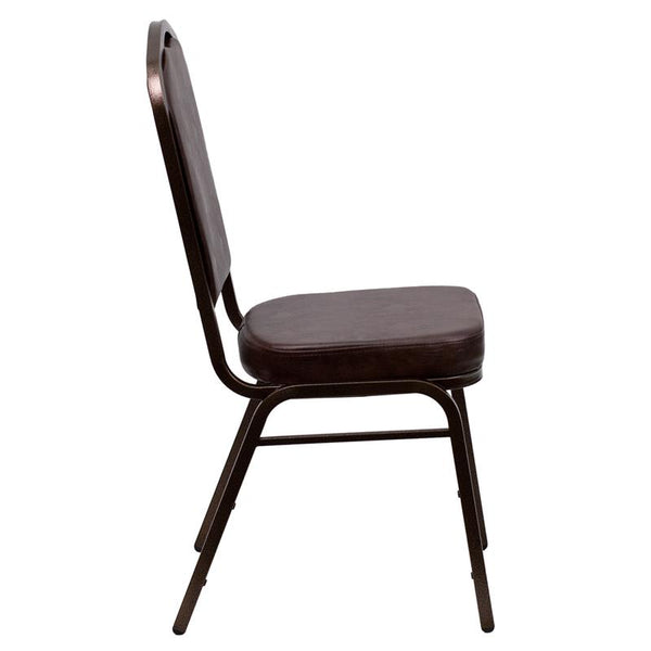 Flash Furniture HERCULES Series Crown Back Stacking Banquet Chair in Brown Vinyl - Copper Vein Frame - FD-C01-COPPER-BRN-VY-GG