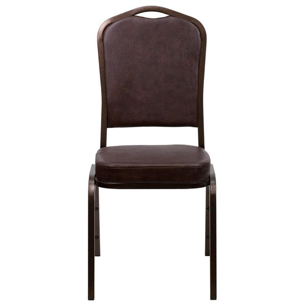 Flash Furniture HERCULES Series Crown Back Stacking Banquet Chair in Brown Vinyl - Copper Vein Frame - FD-C01-COPPER-BRN-VY-GG