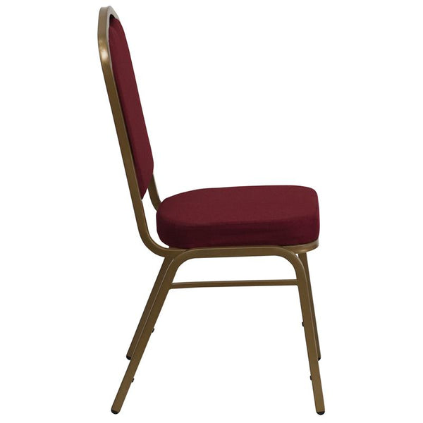 Flash Furniture HERCULES Series Crown Back Stacking Banquet Chair in Burgundy Fabric - Gold Frame - FD-C01-ALLGOLD-3169-GG