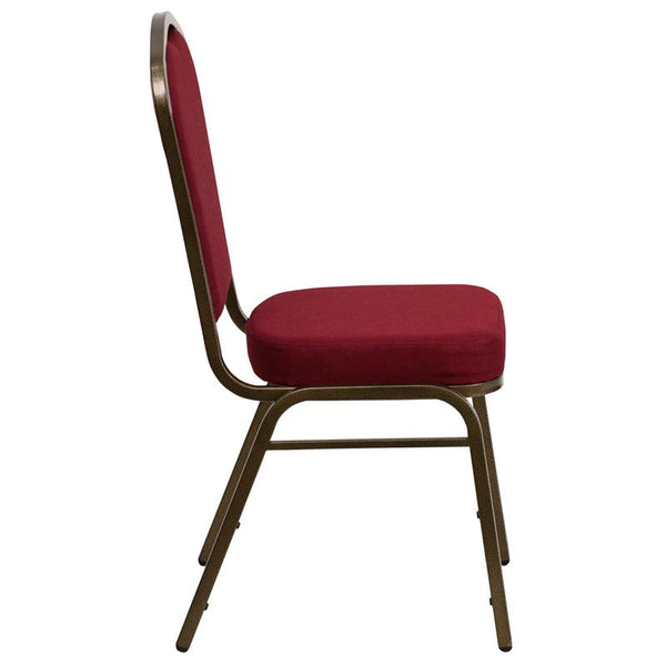 Flash Furniture HERCULES Series Crown Back Stacking Banquet Chair in Burgundy Fabric - Gold Vein Frame - FD-C01-GOLDVEIN-3169-GG