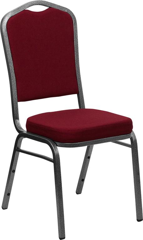 Flash Furniture HERCULES Series Crown Back Stacking Banquet Chair in Burgundy Fabric - Silver Vein Frame - FD-C01-SILVERVEIN-3169-GG