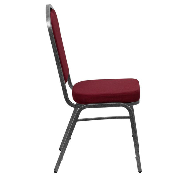 Flash Furniture HERCULES Series Crown Back Stacking Banquet Chair in Burgundy Fabric - Silver Vein Frame - FD-C01-SILVERVEIN-3169-GG