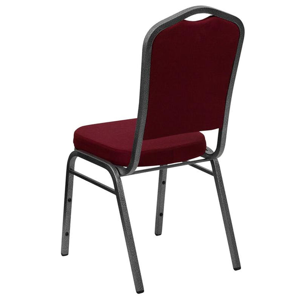 Flash Furniture HERCULES Series Crown Back Stacking Banquet Chair in Burgundy Fabric - Silver Vein Frame - FD-C01-SILVERVEIN-3169-GG