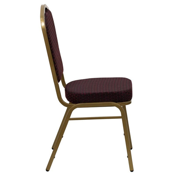 Flash Furniture HERCULES Series Crown Back Stacking Banquet Chair in Burgundy Patterned Fabric - Gold Frame - FD-C01-ALLGOLD-EFE1679-GG