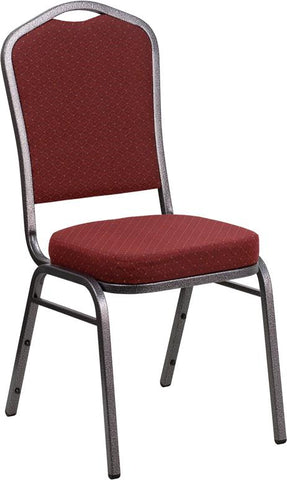 Flash Furniture HERCULES Series Crown Back Stacking Banquet Chair in Burgundy Patterned Fabric - Silver Vein Frame - NG-C01-HTS-2201-SV-GG