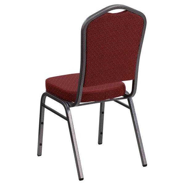 Flash Furniture HERCULES Series Crown Back Stacking Banquet Chair in Burgundy Patterned Fabric - Silver Vein Frame - NG-C01-HTS-2201-SV-GG