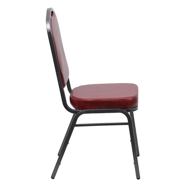 Flash Furniture HERCULES Series Crown Back Stacking Banquet Chair in Burgundy Vinyl - Silver Vein Frame - FD-C01-SILVERVEIN-BURG-VY-GG