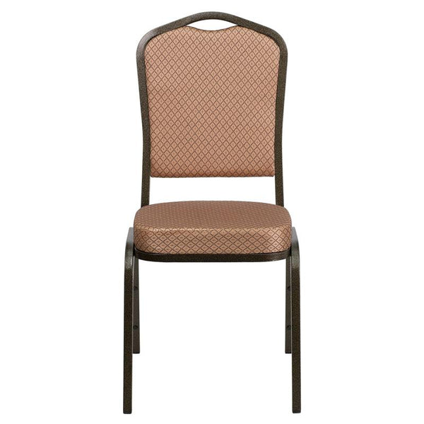 Flash Furniture HERCULES Series Crown Back Stacking Banquet Chair in Gold Diamond Patterned Fabric - Gold Vein Frame - FD-C01-GOLDVEIN-GO-GG