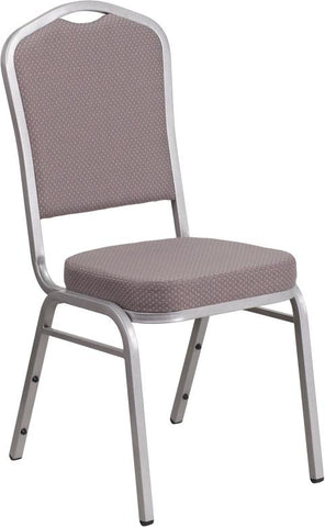 Flash Furniture HERCULES Series Crown Back Stacking Banquet Chair in Gray Dot Fabric - Silver Frame - FD-C01-S-6-GG