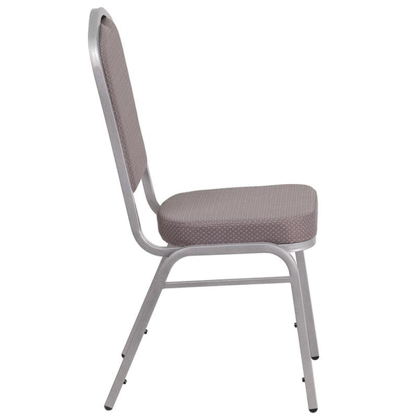 Flash Furniture HERCULES Series Crown Back Stacking Banquet Chair in Gray Dot Fabric - Silver Frame - FD-C01-S-6-GG