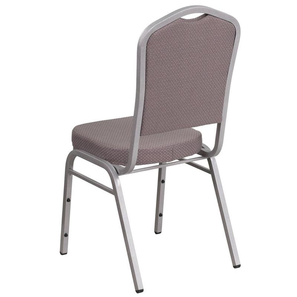 Flash Furniture HERCULES Series Crown Back Stacking Banquet Chair in Gray Dot Fabric - Silver Frame - FD-C01-S-6-GG