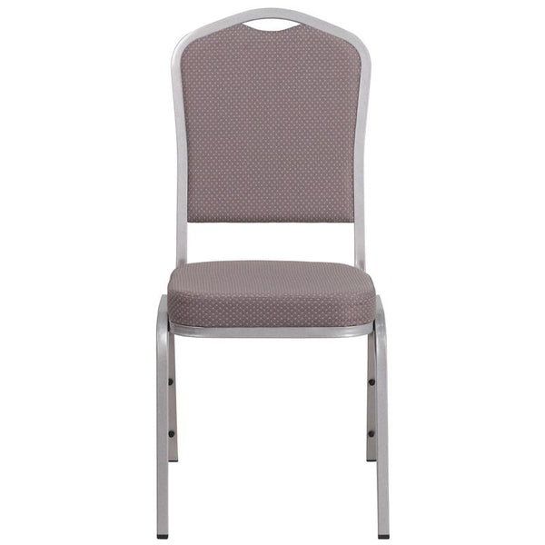 Flash Furniture HERCULES Series Crown Back Stacking Banquet Chair in Gray Dot Fabric - Silver Frame - FD-C01-S-6-GG