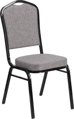 Flash Furniture HERCULES Series Crown Back Stacking Banquet Chair in Gray Fabric - Black Frame - FD-C01-B-5-GG