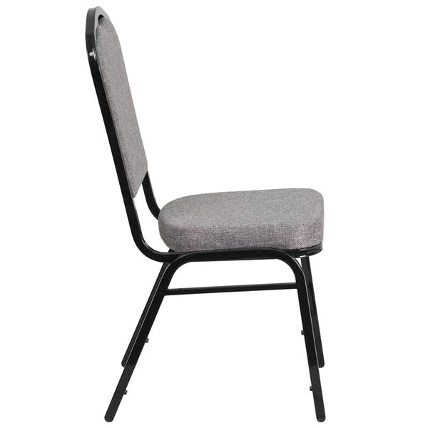 Flash Furniture HERCULES Series Crown Back Stacking Banquet Chair in Gray Fabric - Black Frame - FD-C01-B-5-GG