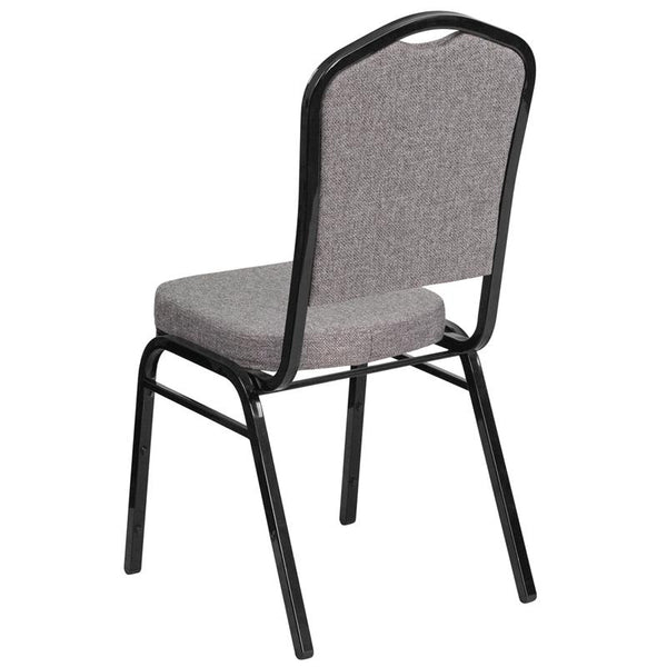 Flash Furniture HERCULES Series Crown Back Stacking Banquet Chair in Gray Fabric - Black Frame - FD-C01-B-5-GG