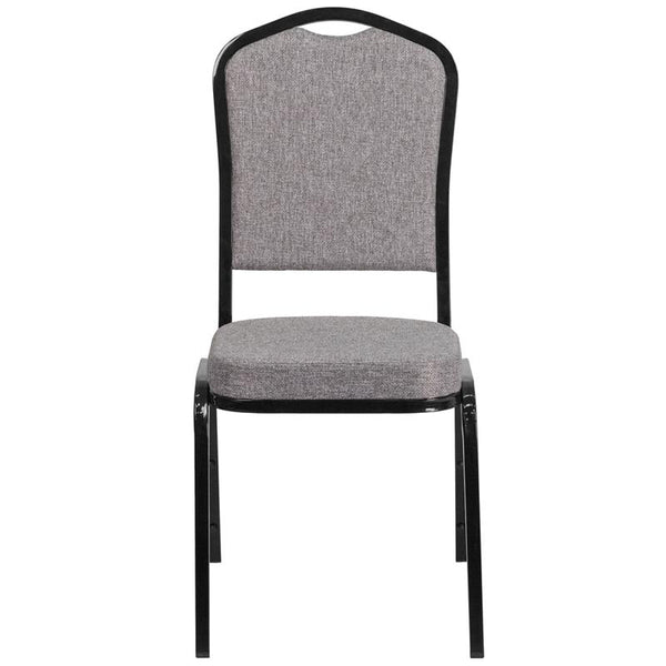 Flash Furniture HERCULES Series Crown Back Stacking Banquet Chair in Gray Fabric - Black Frame - FD-C01-B-5-GG