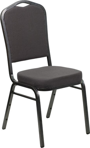 Flash Furniture HERCULES Series Crown Back Stacking Banquet Chair in Gray Fabric - Silver Vein Frame - FD-C01-SILVERVEIN-GY-GG