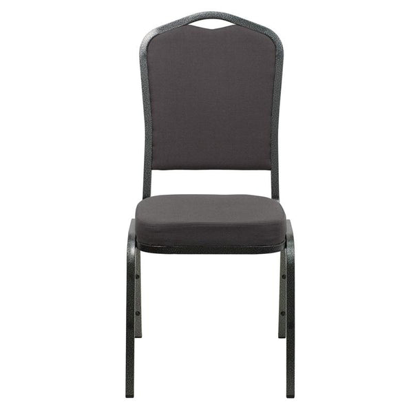 Flash Furniture HERCULES Series Crown Back Stacking Banquet Chair in Gray Fabric - Silver Vein Frame - FD-C01-SILVERVEIN-GY-GG