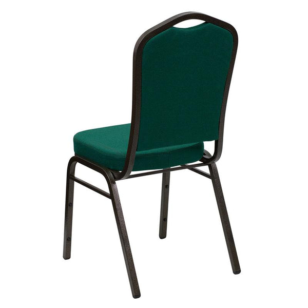 Flash Furniture HERCULES Series Crown Back Stacking Banquet Chair in Green Fabric - Gold Vein Frame - FD-C01-GOLDVEIN-GN-GG